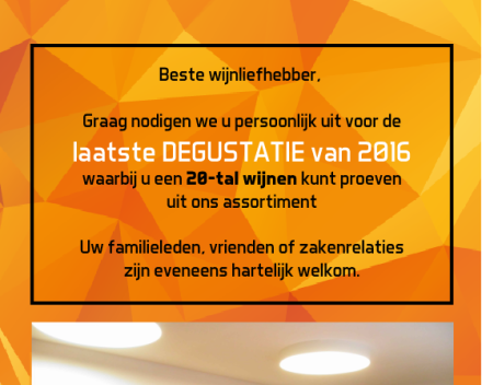 Uitnodiging eindejaarsdegustatie za 17 dec 13u-20u
