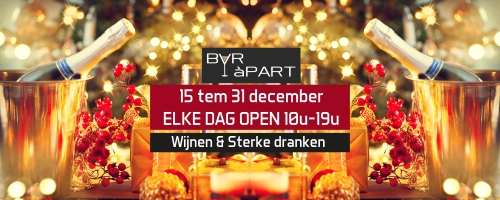 Aangepaste openingsuren BAR àPART van 15 tem 31 december