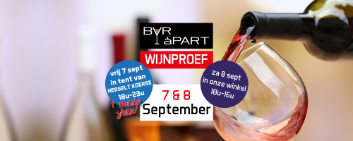 Wijnproef vrijdagavond 7 september en zaterdag 8 september